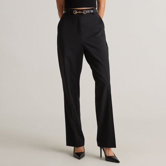 Quince Italian Wool Straight Leg Pants Black Size 14 - Picture 1 of 15